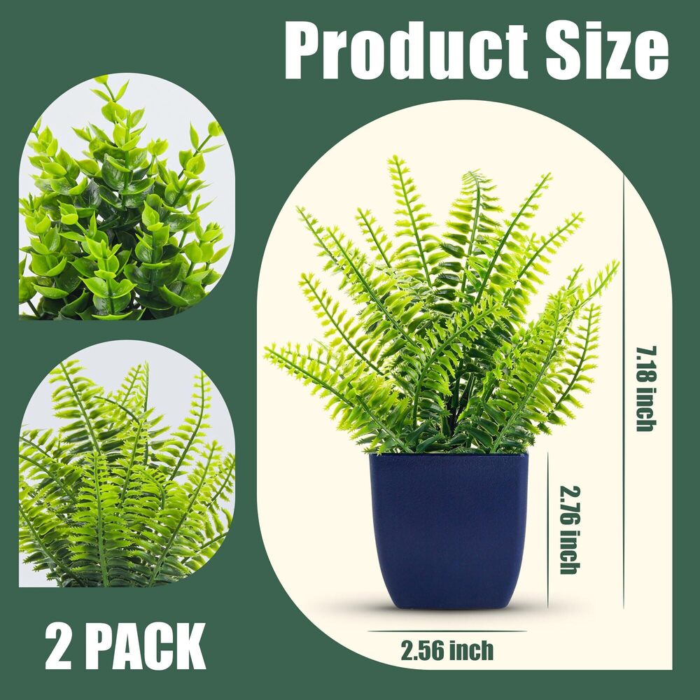 9912 Bundle of 2 Pack Artificial Potted Faux Plants and 2 Pack Plants - Picture 7 of 9